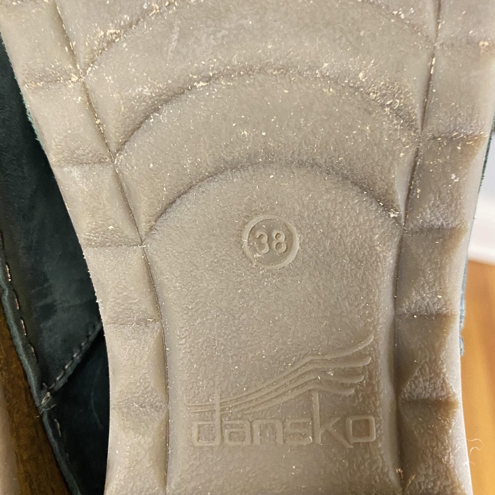 Dansko Clogs Shoes Womens Size 7.5 EU 38 Green Leather Buckle Slip On Comfort - Picture 8 of 9